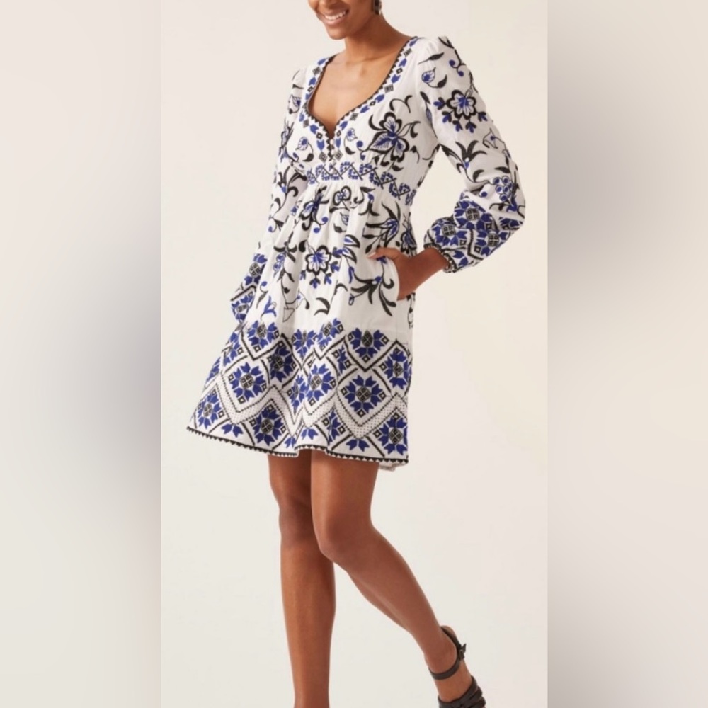 NWT Anthropologie Sweetheart Embroidered Mini Dress SZ 00
